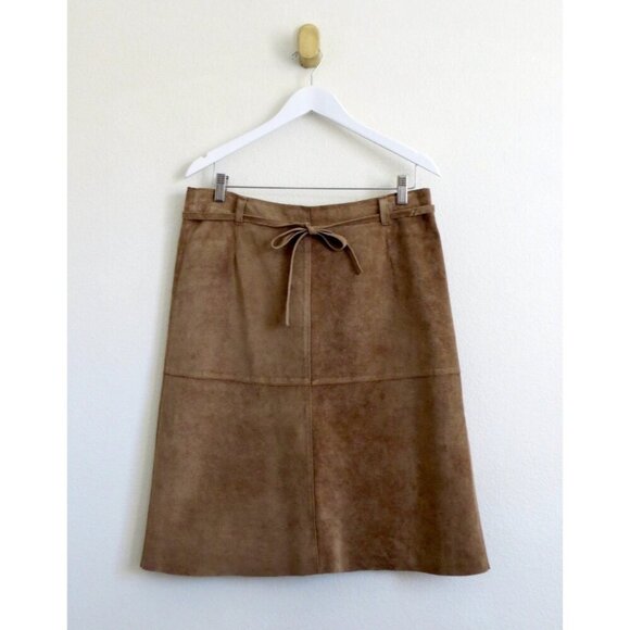 NEW! Isaac Mizrahi For Target 100% Suede Leather Skirt Camel Tan Brown SZ 10 - Picture 1 of 5